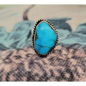 Vintage Turquoise Sterling Silver Ring – Native American Style – Size 6